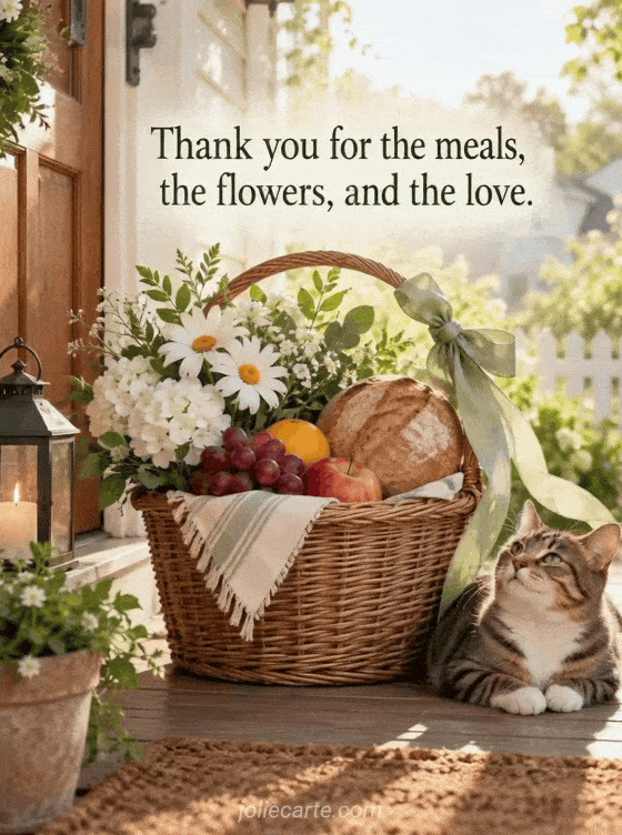 Thank you for the meals, the flowers, and the love. - GIF