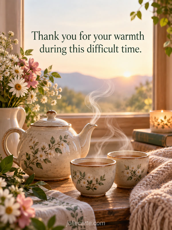 Thank you for your warmth during this difficult time. - Image