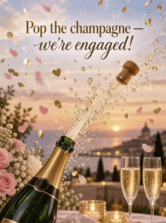 Pop the champagne — we're engaged! - GIF