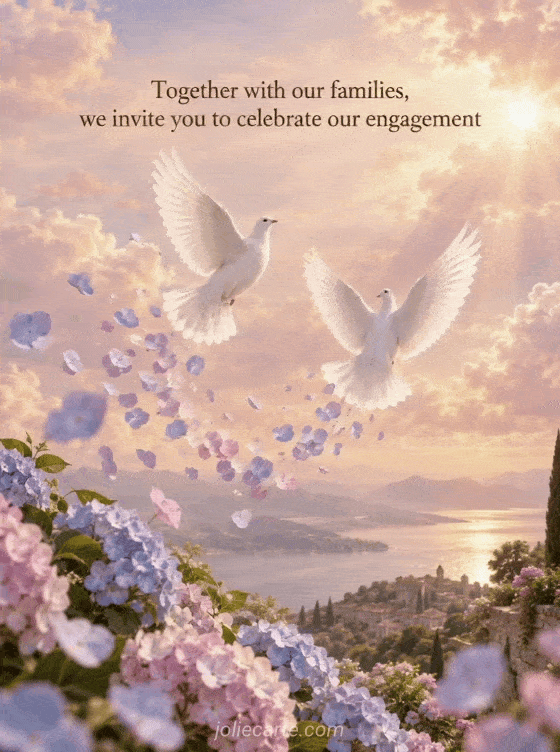 Together with our families, we invite you to celebrate our engagement - GIF