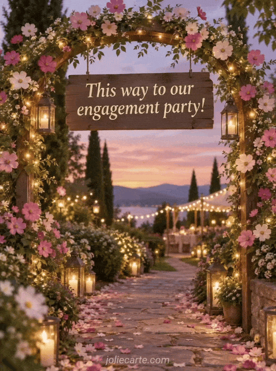 This way to our engagement party! - GIF