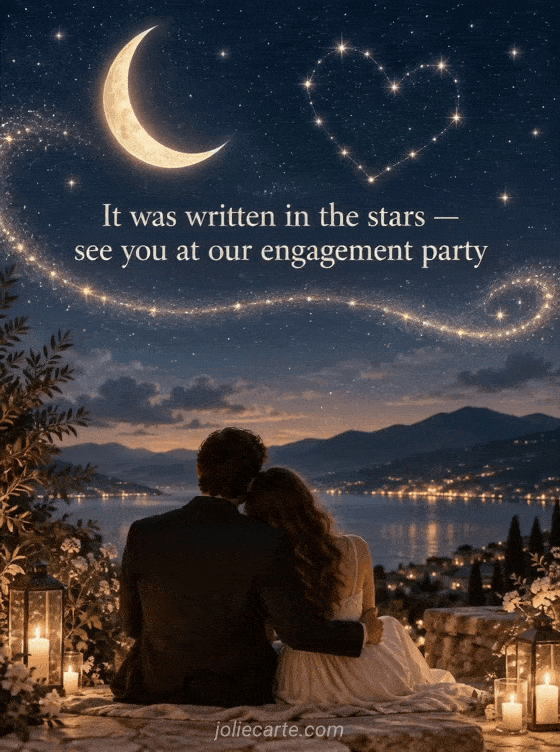 It was written in the stars — see you at our engagement party - GIF
