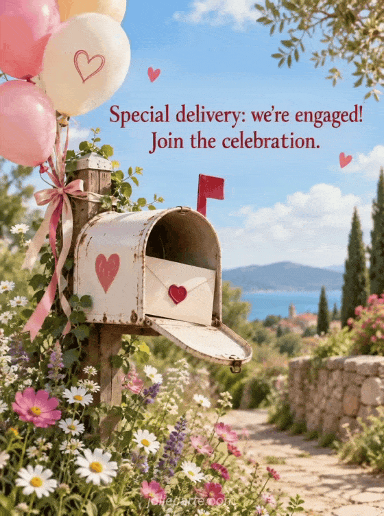 Special delivery: we're engaged! Join the celebration. - GIF