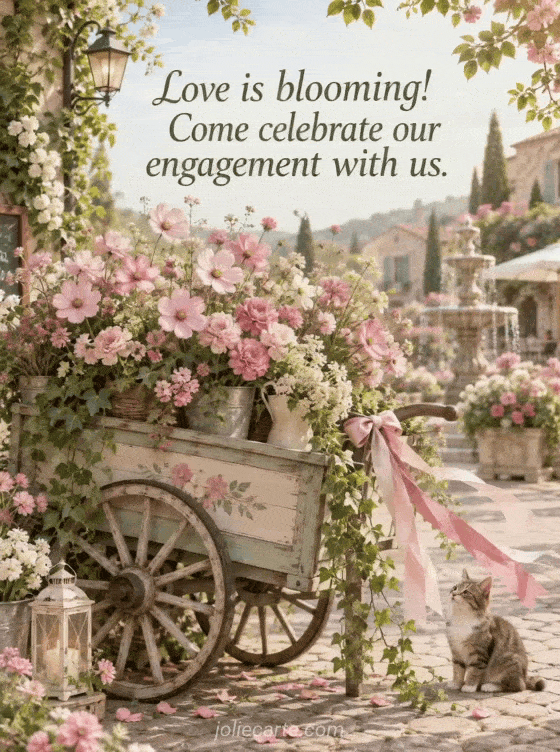 Love is blooming! Come celebrate our engagement with us. - GIF