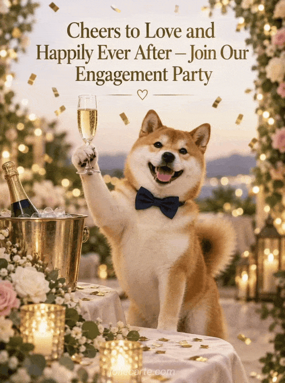 Cheers to Love and Happily Ever After — Join Our Engagement Party - GIF