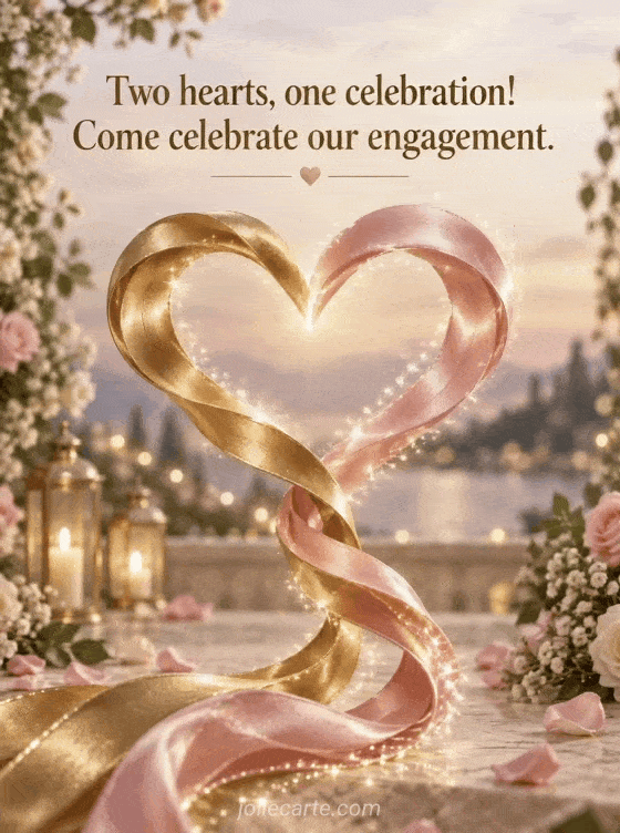 Two hearts, one celebration! Come celebrate our engagement. - GIF