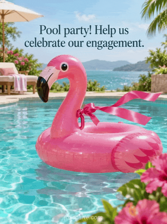 Pool party! Help us celebrate our engagement. - GIF