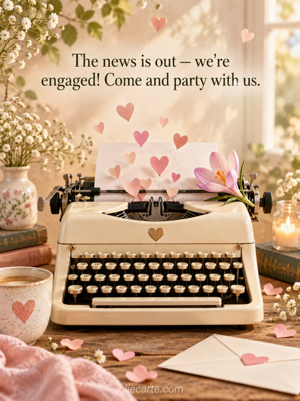 The news is out — we're engaged! Come and party with us. - Image
