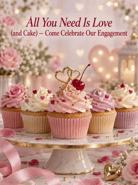 All You Need Is Love (and Cake) — Come Celebrate Our Engagement - GIF