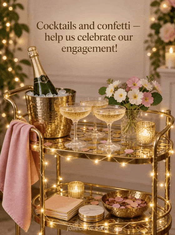 Cocktails and confetti — help us celebrate our engagement! - GIF