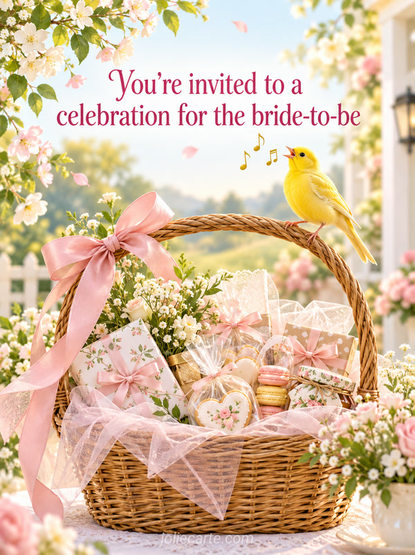 Bridal Celebration Invitation with a Cheerful Canary - JolieCarte