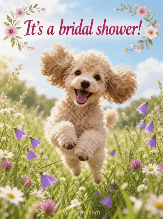 Bridal Shower Invitations: Joyful Meadow Poodle - JolieCarte