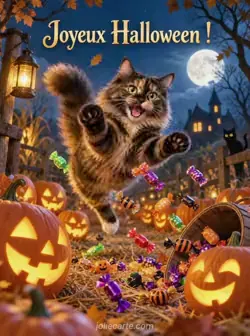 Le chat bondissant d'Halloween