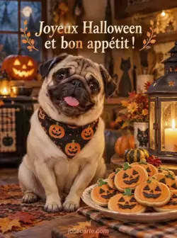 Le carlin et les biscuits d'Halloween