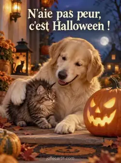 Le chien rassure le petit chat