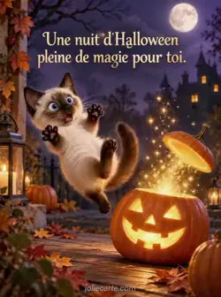 La citrouille magique et le chaton surpris