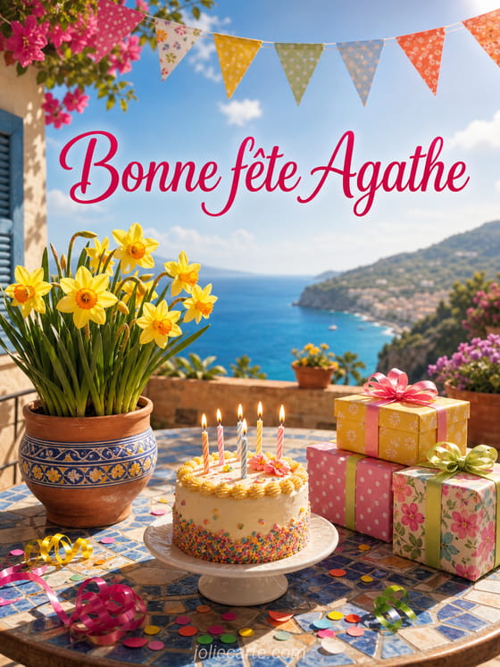Carte bonne fête Agathe