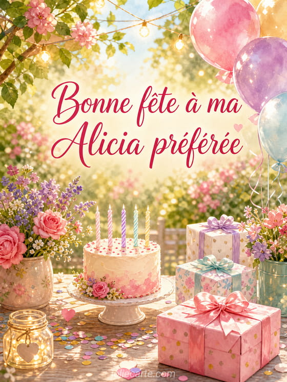 Carte bonne fĂȘte Alicia