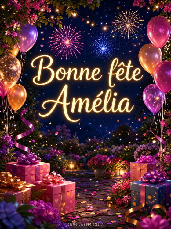 Carte bonne fĂȘte AmĂ©lia