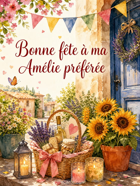 Carte bonne fête Amélie