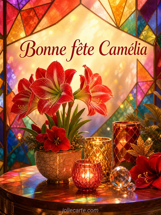 Carte bonne fĂȘte CamĂ©lia