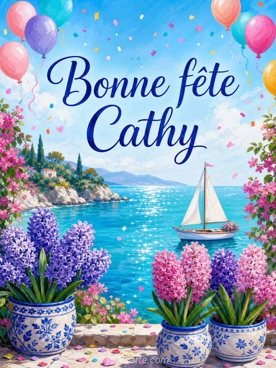 Carte bonne fĂȘte Cathy