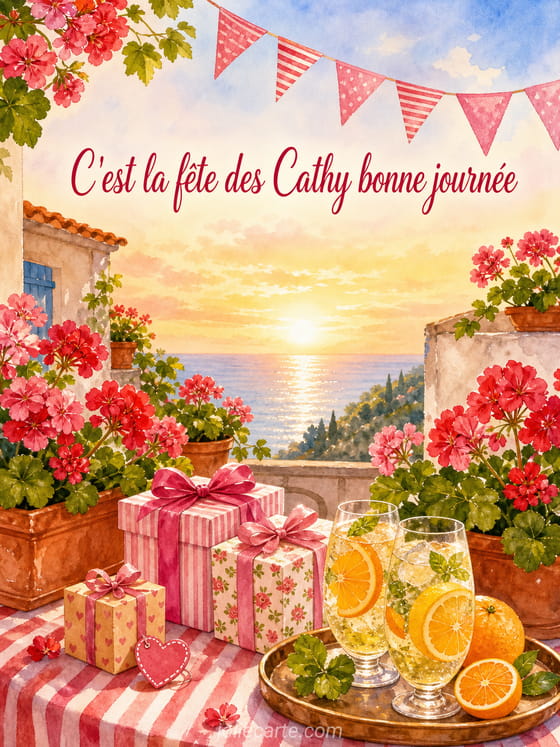 Carte bonne fĂȘte Cathy