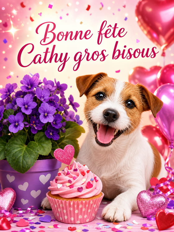 Carte bonne fĂȘte Cathy