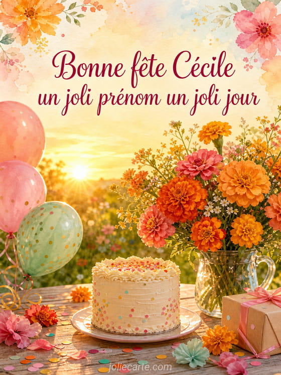 Carte bonne fête Cécile