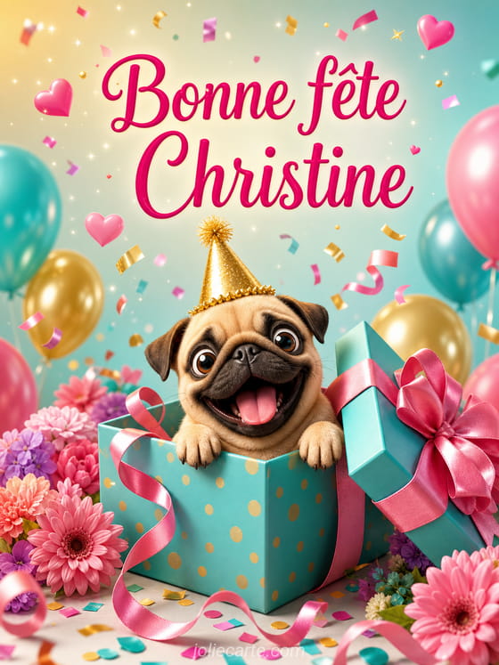 Carte bonne fête Christine
