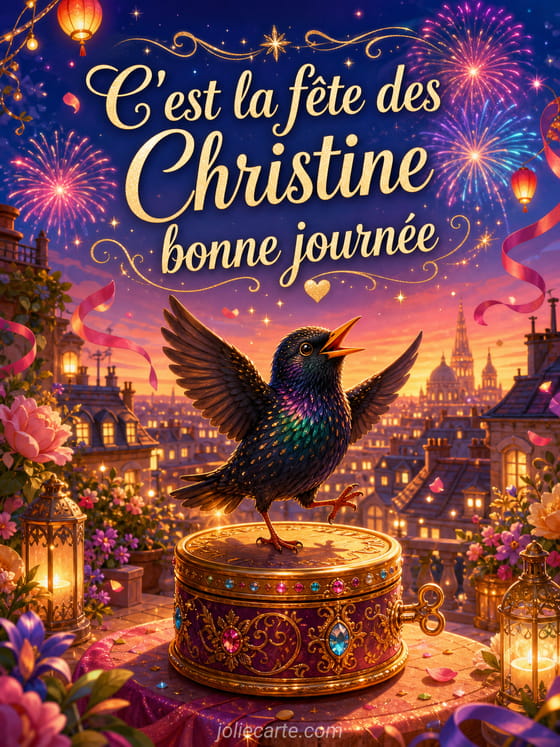 Carte bonne fête Christine