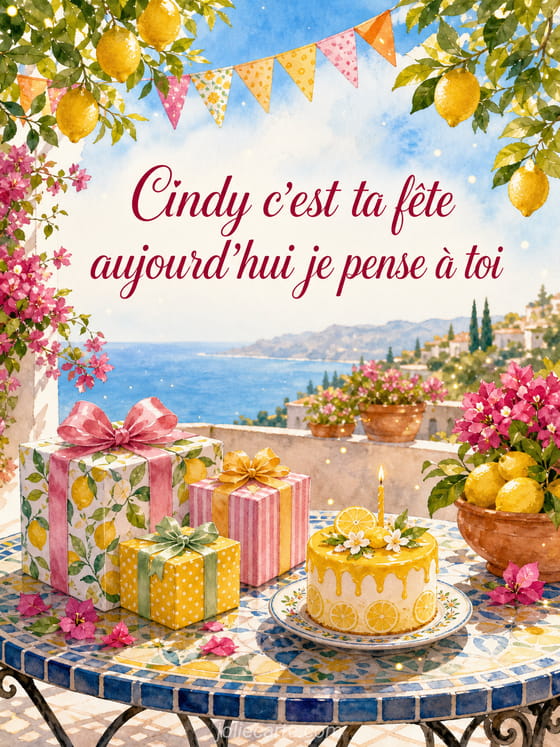 Carte bonne fête Cindy