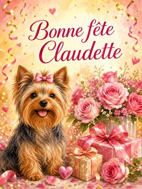 Carte bonne fête Claudette