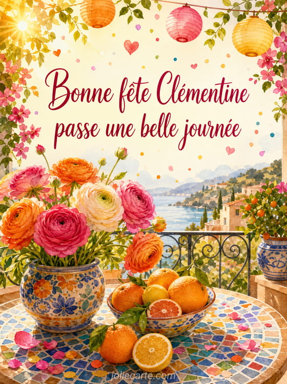 Carte bonne fête Clémentine