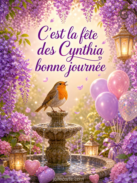 Carte bonne fĂȘte Cynthia