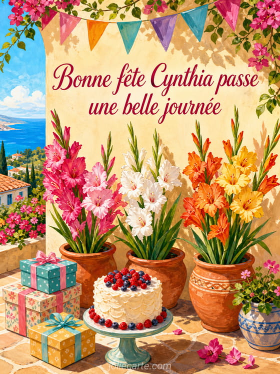 Carte bonne fĂȘte Cynthia