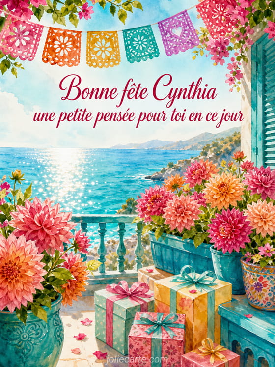 Carte bonne fĂȘte Cynthia