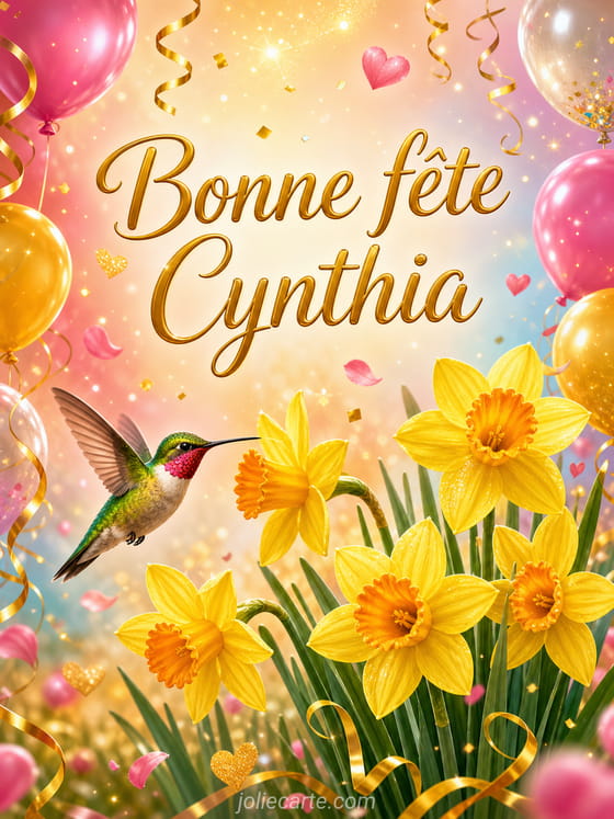 Carte bonne fĂȘte Cynthia