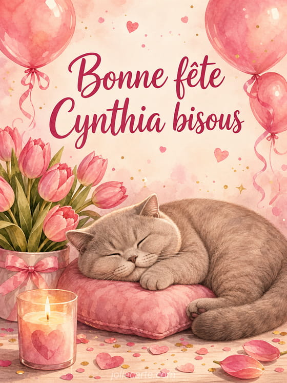 Carte bonne fĂȘte Cynthia