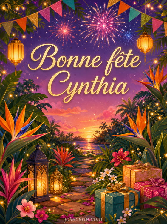 Carte bonne fĂȘte Cynthia