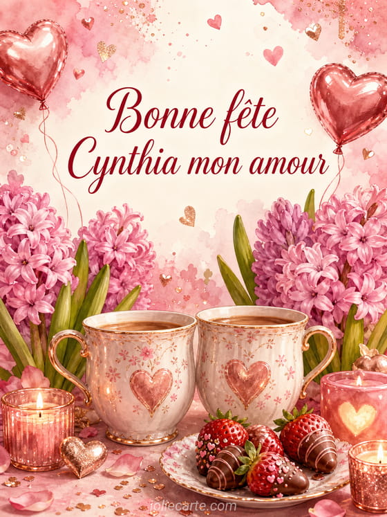 Carte bonne fĂȘte Cynthia
