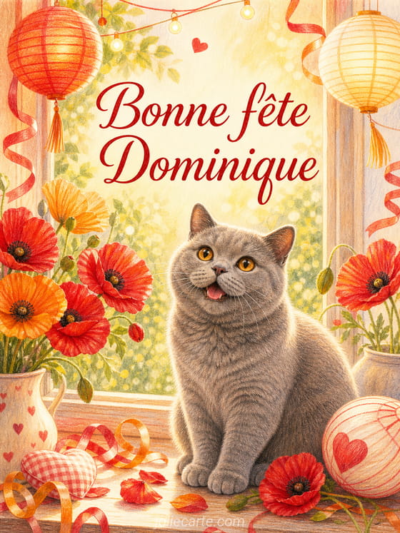 Carte bonne fête Dominique