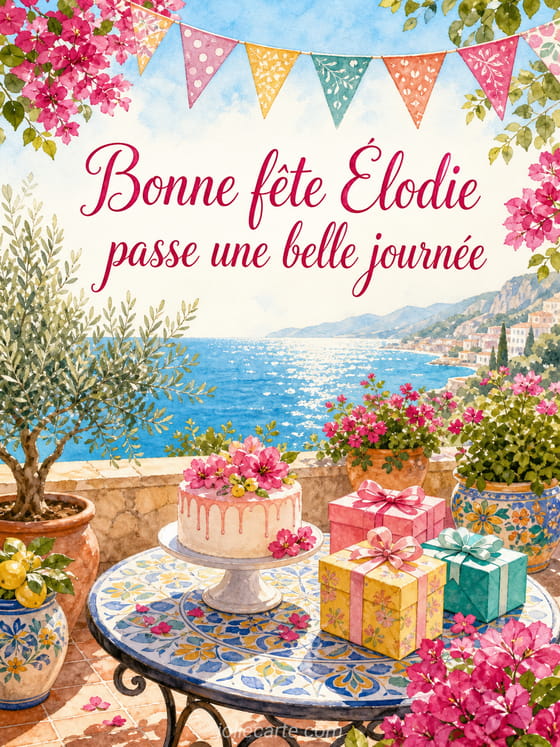 Carte bonne fête Élodie