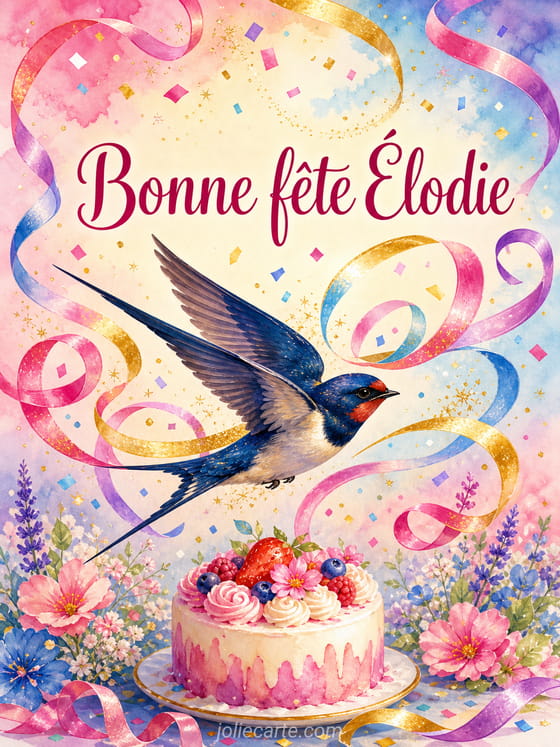 Carte bonne fête Élodie