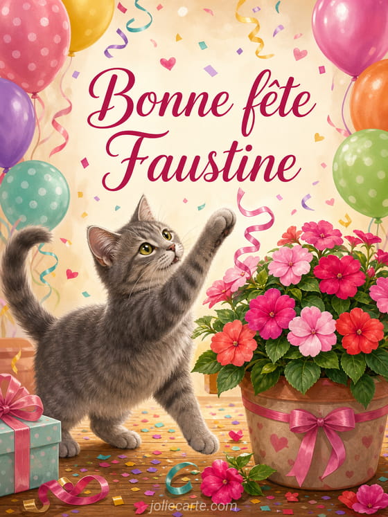 Carte bonne fête Faustine