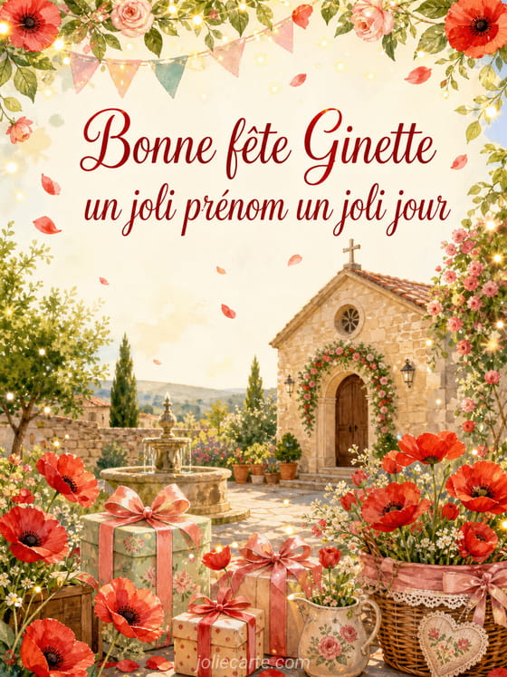 Carte bonne fĂȘte Ginette