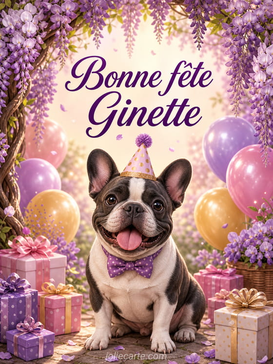 Carte bonne fĂȘte Ginette