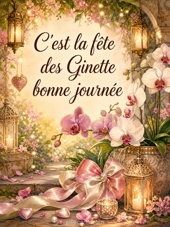 Carte bonne fĂȘte Ginette
