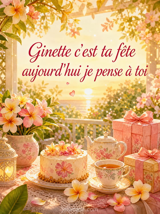Carte bonne fĂȘte Ginette