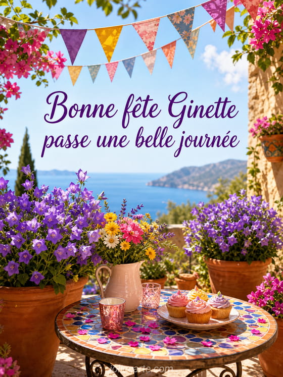 Carte bonne fĂȘte Ginette